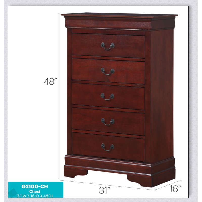 Commode Louis Phillipe G2100-CH, élégance traditionnelle avec fonctionnalité moderne et finition cerisier durable