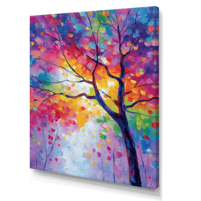 «Vibrant Tree of Life Forest» - décoration murale arbre, art mural encadré nature rose
