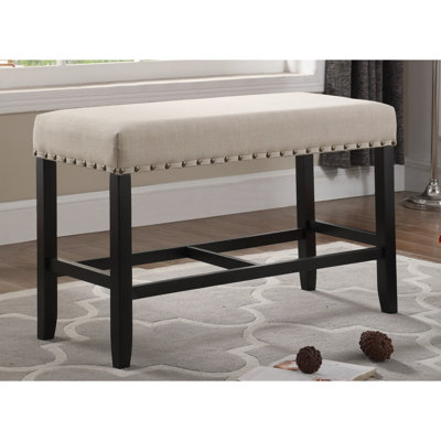 Banc rembourré à hauteur de comptoir en tissu brun clair, l 41 po x P 16,5 po, H 25,5 po, revêtement de siège de salle à manger en mélange, H 25,5 po