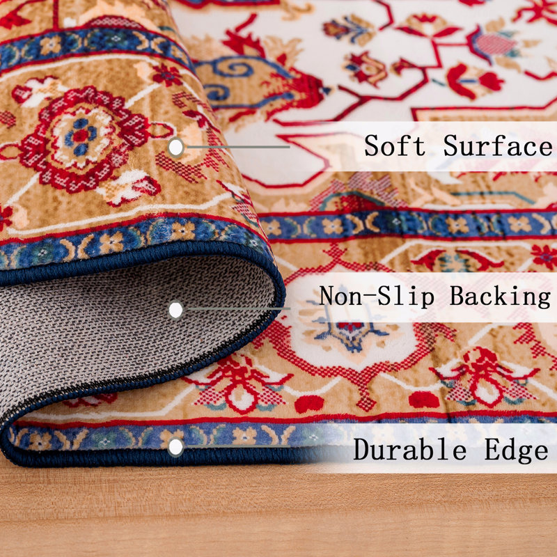 Tapis lavable antidérapant de style bohème rétro de style bohémien 5 pi x 7 pi