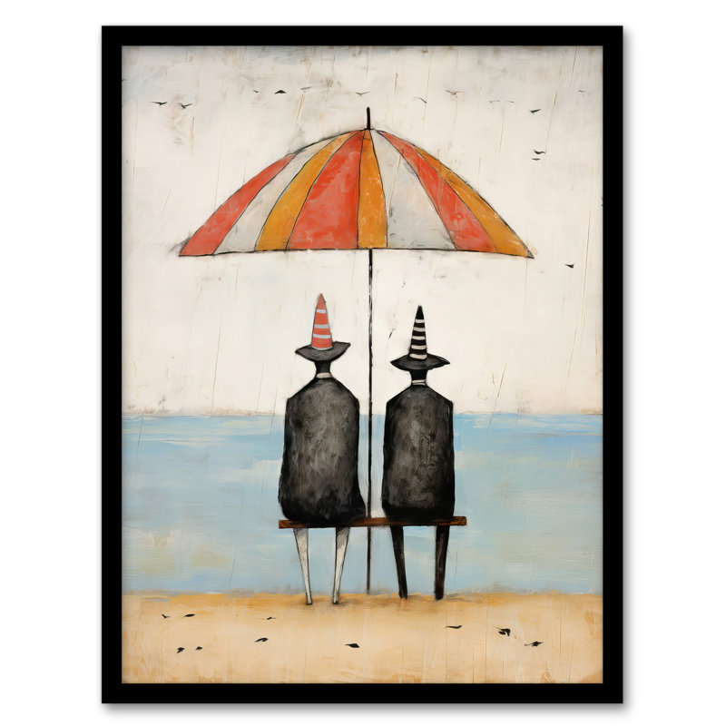 Traffic Cone Sea View Whimsical Seaside By Rob Tidybeard - Single Picture Frame Print
