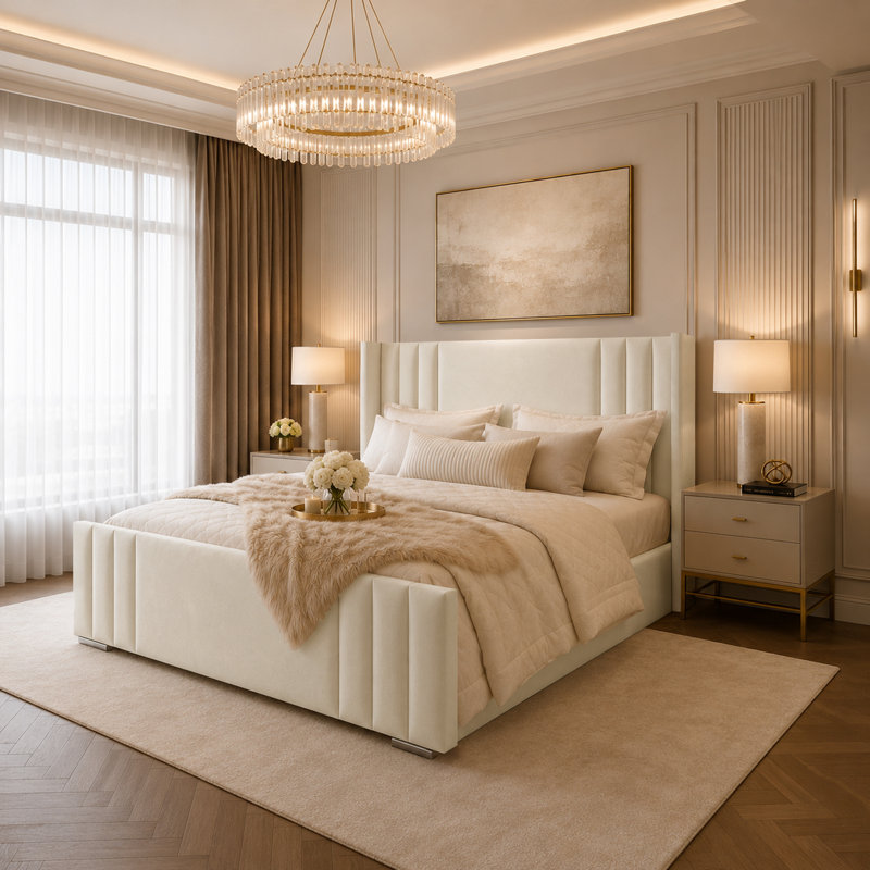 Bed, Double (4'6), Cream