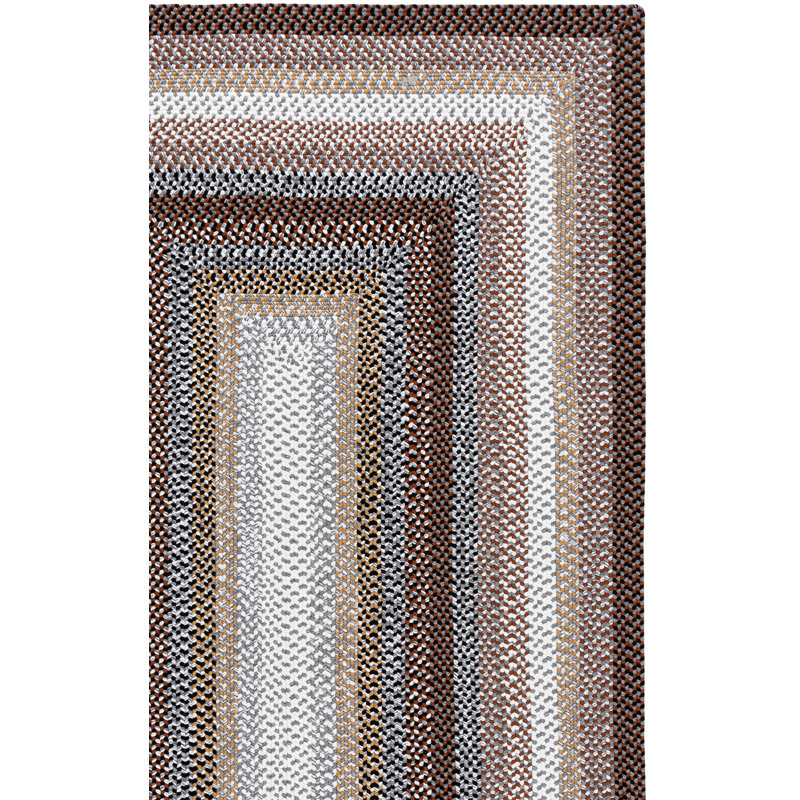 Tapis d'extérieur tressé à rayures tissé à la main lavable à la machine, Rectangulaire 3 pi x 5 pi