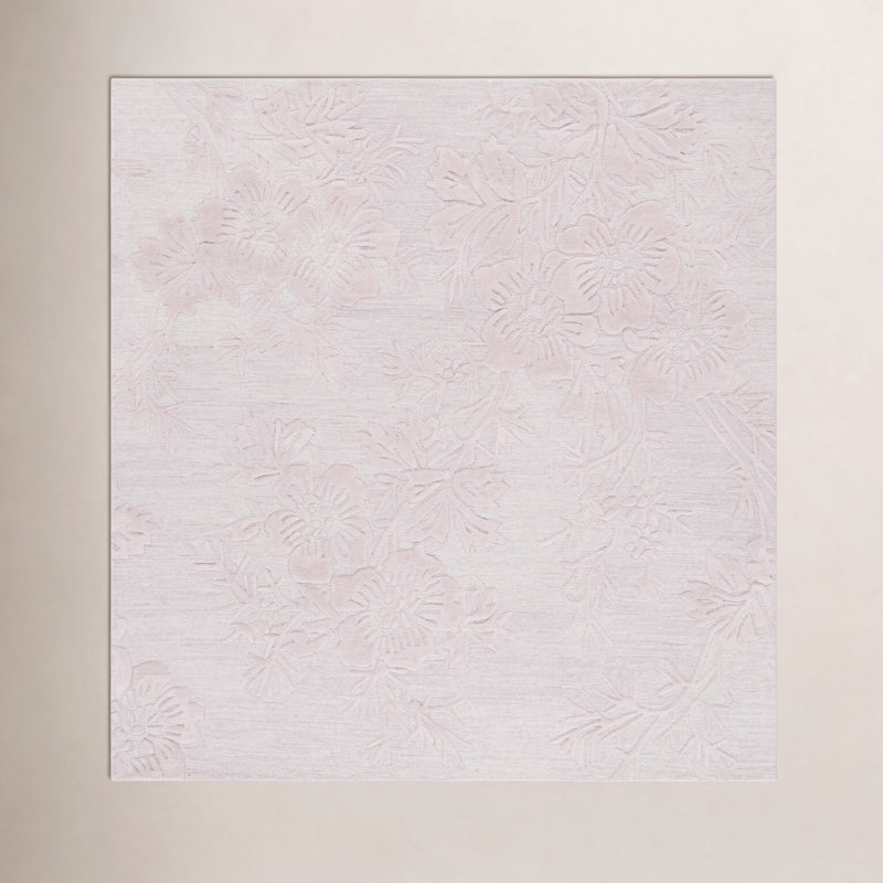 Tapis ivoire / gris anthracite en laine, coton et viscose Sina, Carré 6 pi
