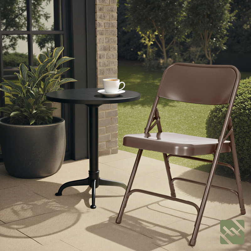 Chaise pliante empilable en métal Bernadine, Brun