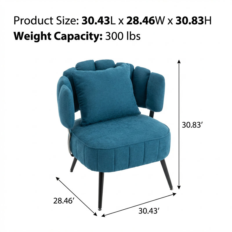 Fauteuil d'appoint compact en tonneau avec siège à ressorts ensachés et revêtement en chenille douce