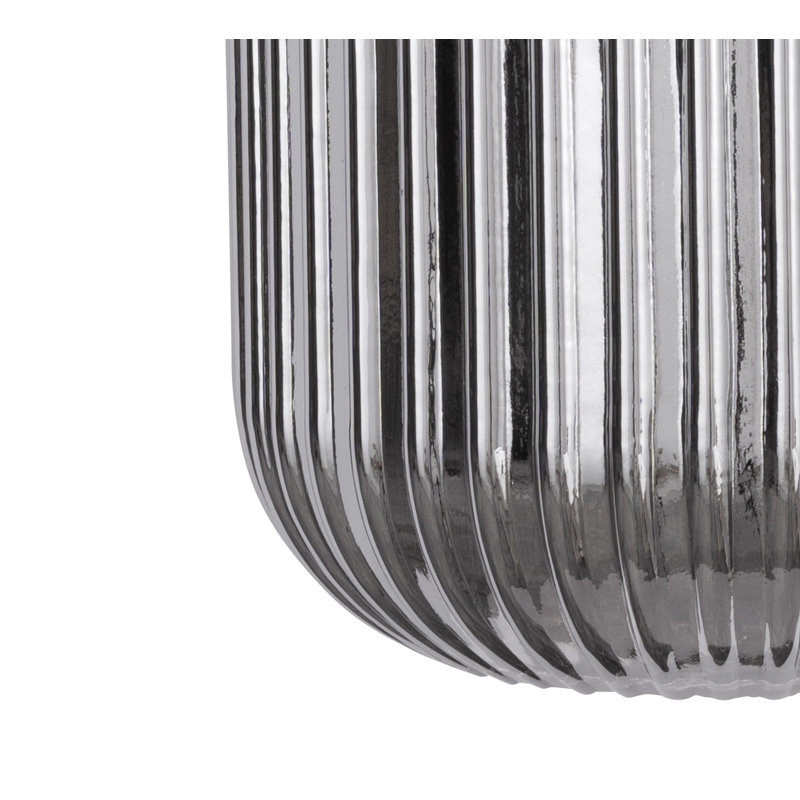 Echo 3 Light Semi Flush with Smoked Ribbed Glass, Pewter