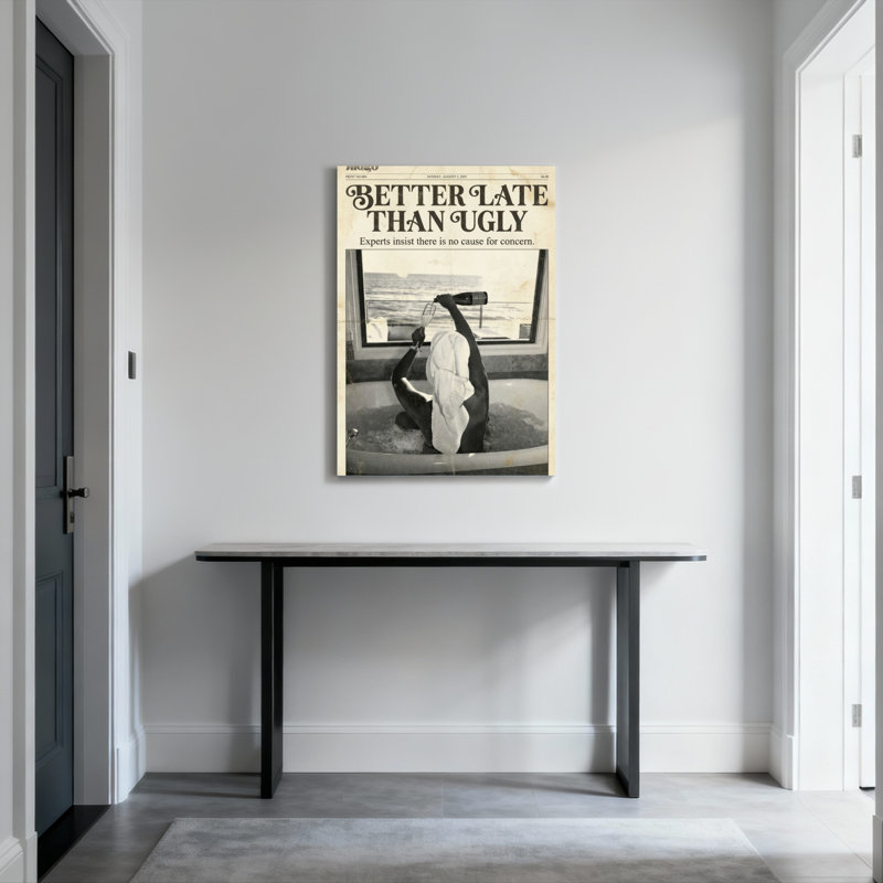 «Better Late Than», couverture de magazine, reproduction d'art sur toile tendue en noir et blanc, H 18 po x l 12 po
