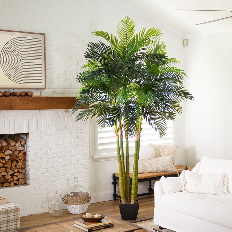9.5ft Tall Green Plastic Potted Palm Floor Plant