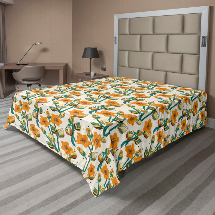 Drap plat à motif floral bohème Ambesonne