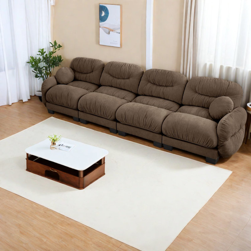 Compression Modular Sofas, Chenille 4 Seater Modern Home Seating