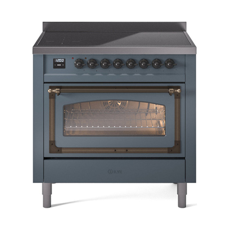 ILVE Nostalgie II Noblesse 36 in Induction Range, Blue Gray/Bronze