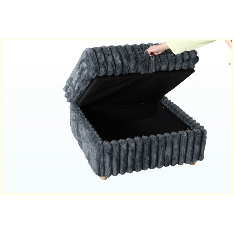 Canapé-lit futon convertible en velours côtelé inspiré des nuages, L 57,48 po, Tissu gris