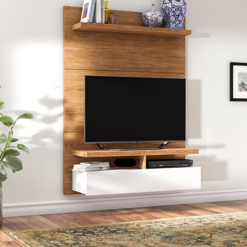 Everley Floating Entertainment Center for TVs up to 42", Maple Cream / Off White