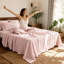 100% Flax Linen Solid Breathable Sheet Set with Pillowcases-131051431-131051434