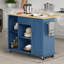 Chariot roulant pour îlot de cuisine avec plateau de boucher - Poste de travail portatif avec tablettes de rangement et roulettes verrouillables-304265249