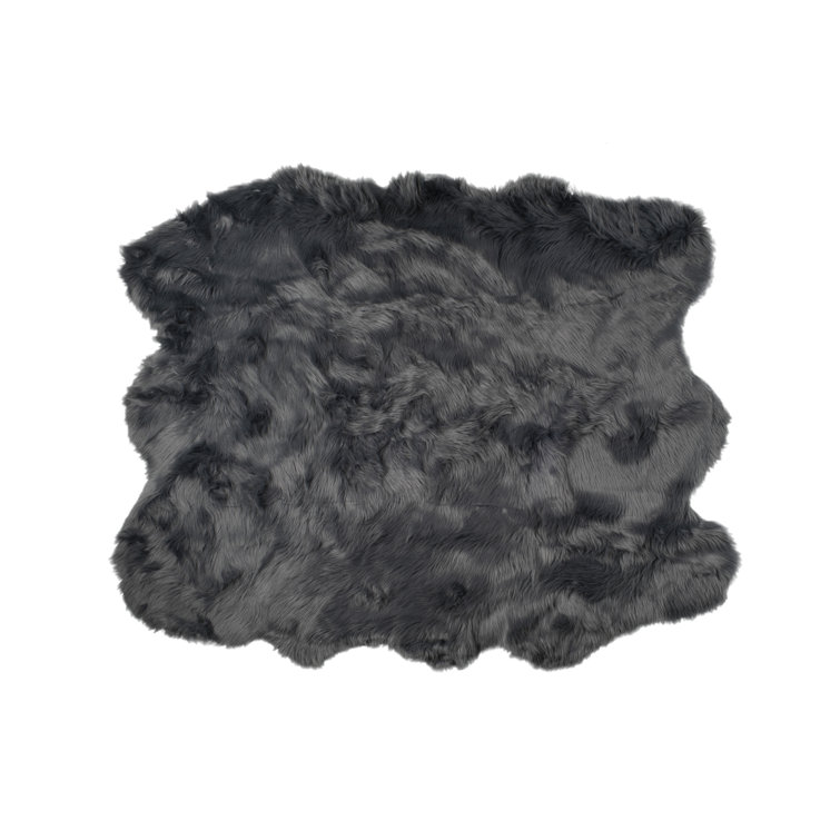 Oguz Gray Faux Sheepskin Fur Area Rug