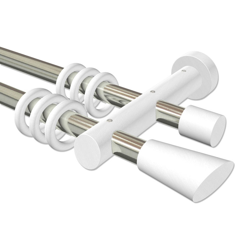 Catoosa Adjustable 2cm Double Curtain Pole, 5cm H x 240cm W x 15cm D