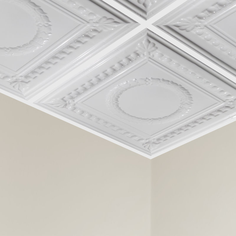 Dalle de plafond Great Lakes Tin Cleveland (paquet de 5), Blanc lustré