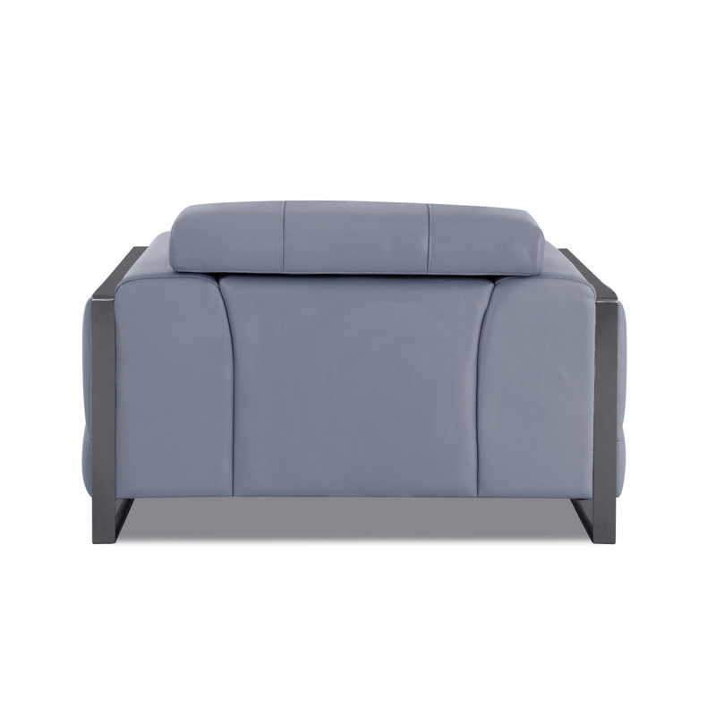 Fauteuil en cuir italien Global United, Bleu clair