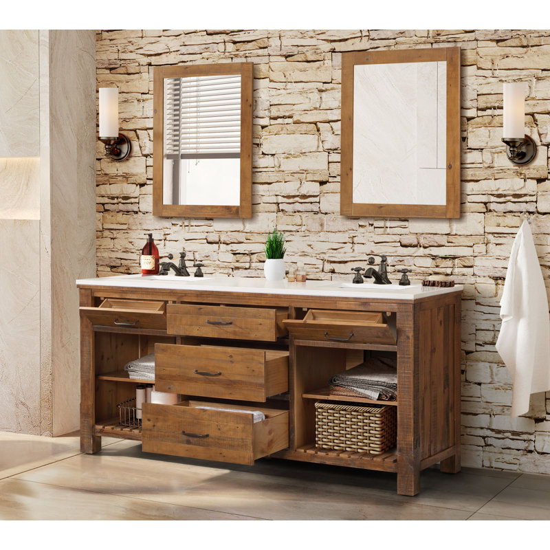 Marlie 72'' Double Bathroom Vanity with Quartz Top