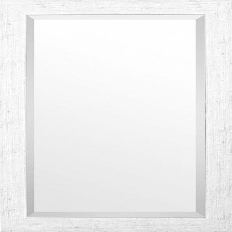 Muenster Wood Flat Wall Mirror, White Washed