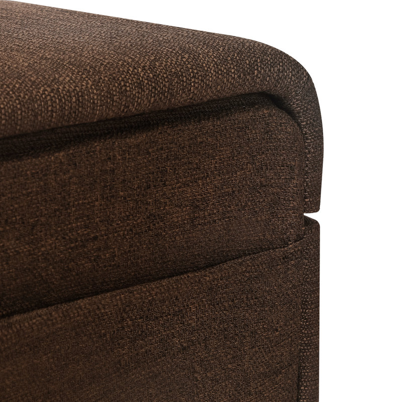 Hiskea Upholstered Ottoman, Coarse Coffee Linen