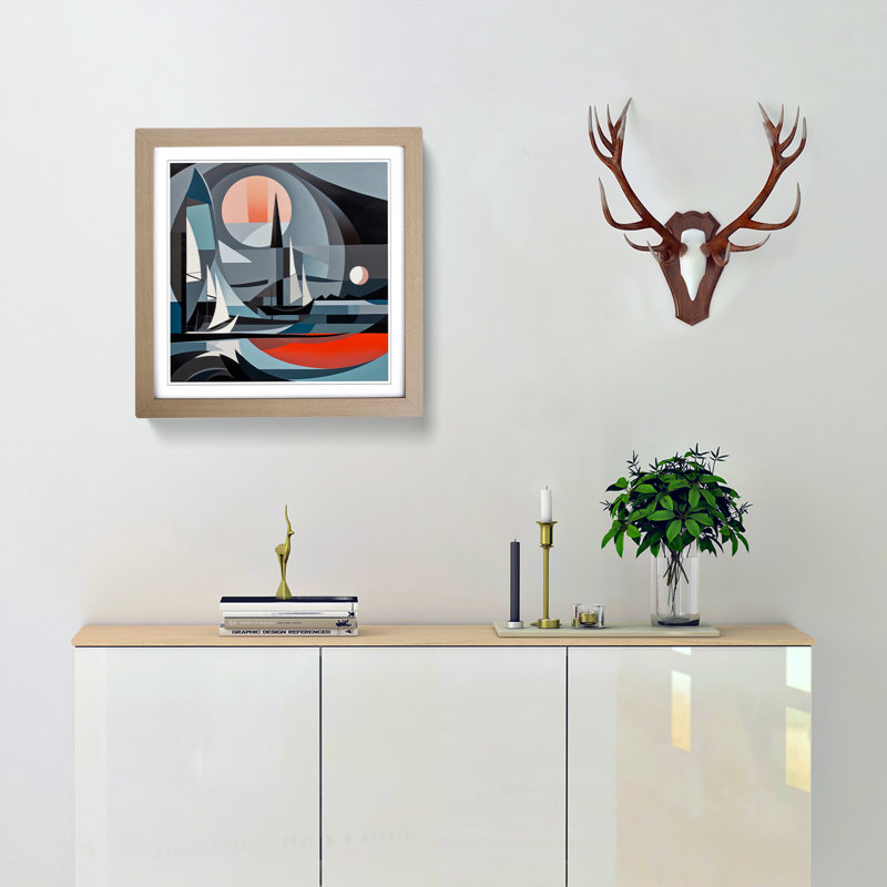 Seascape Constructivism - Framed Print, Oak