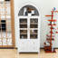 Grand garde-manger arqué avec tablettes réglables, 2 tiroirs et portes en verre-115984560
