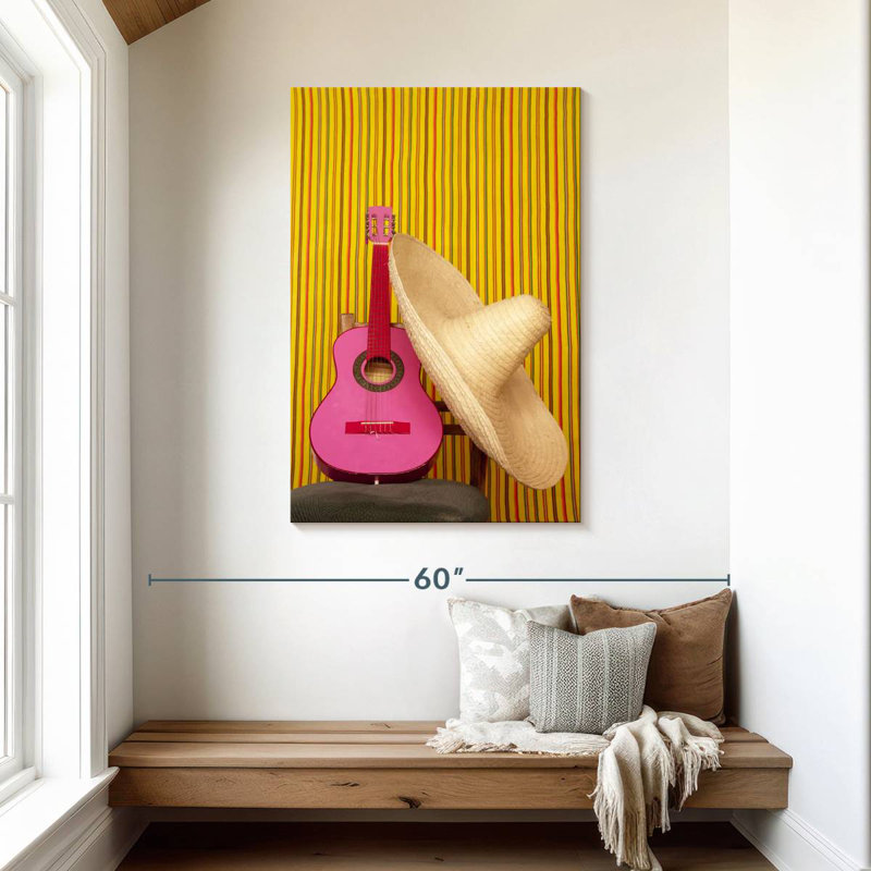Abarca Pink Mexican Guitar, 45" H x 30" W