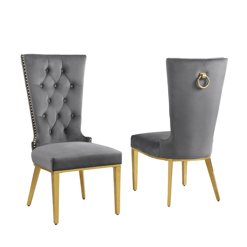 Chaise d'appoint Princeton, Gris foncé, Or