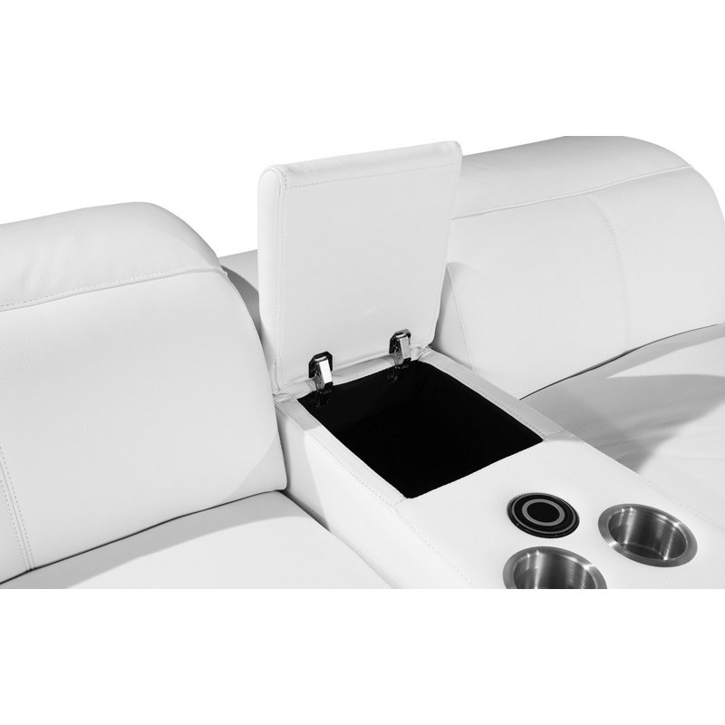 Logan Modern Sectional With Recliner, White