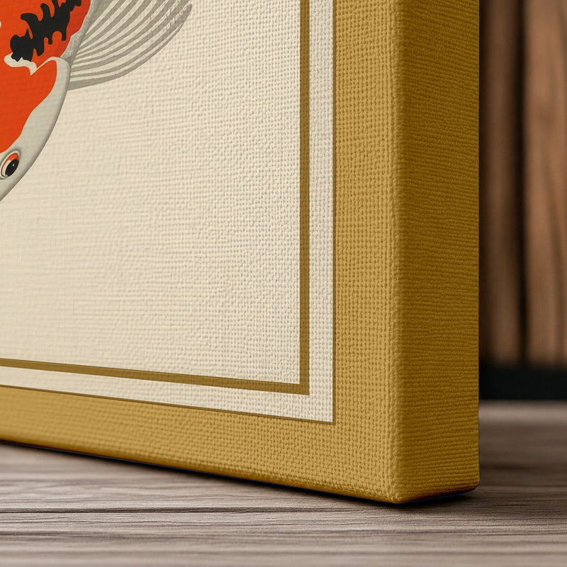 Koi in Stillness Japandi - Wrapped Canvas, 18x12 - 45.7 x 30.5 cm, Ochre Border