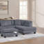 Ensemble de canapé modulaire 3 pièces RAF Chaise LAF avec repose-pieds en velours côtelé gris foncé-1104412136