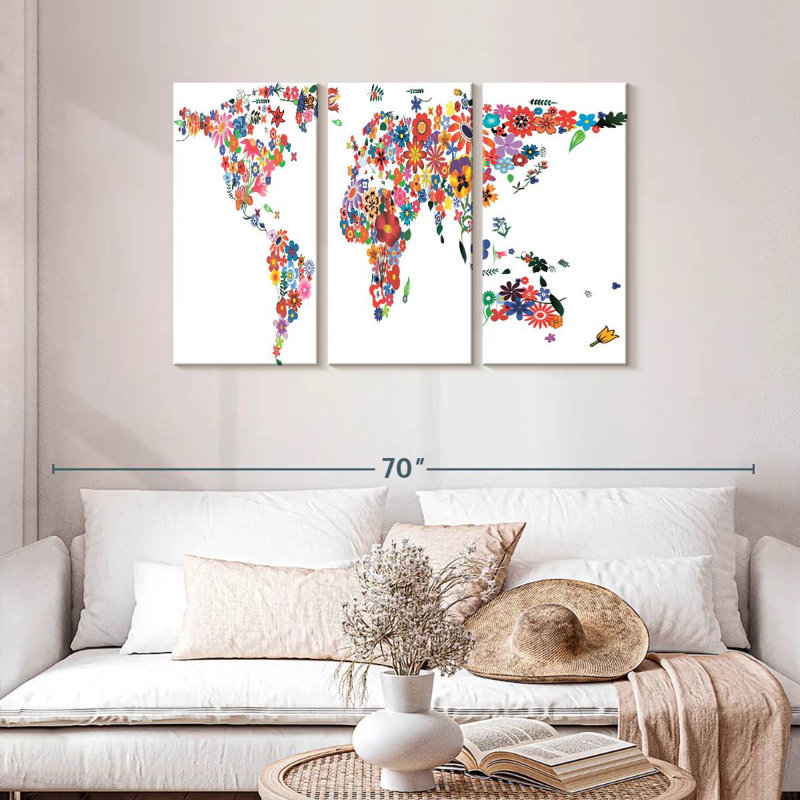 Carte du monde des fleurs Harnek, H 28 po x l 45 po