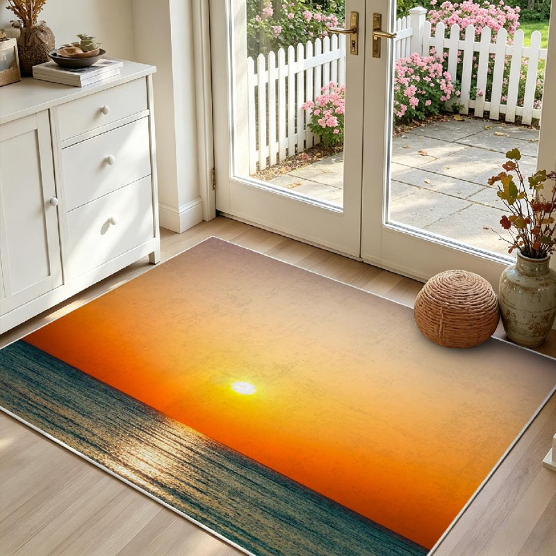 Magnifique tapis d'intérieur lavable transparent Sun Ocean, Rectangle 39 po x 63 po