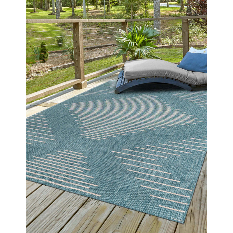 Striped Indoor / Outdoor Rug, Rectangle 7'10" x 10'