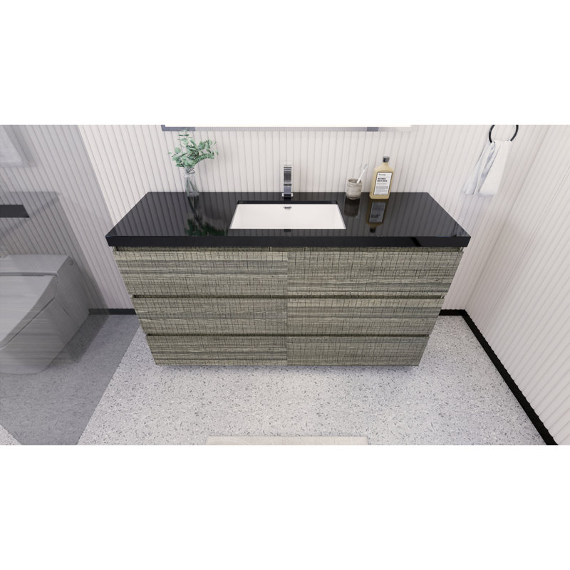 Santrice 59.5'' Single Bathroom Vanity with Acrylic Top, Hight Gloss Ash Gray