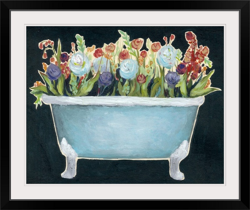« i », reproduction d’art dépilée Bathtub Garden, H 32 po x l 38 po x P 1 po, Cadre noir