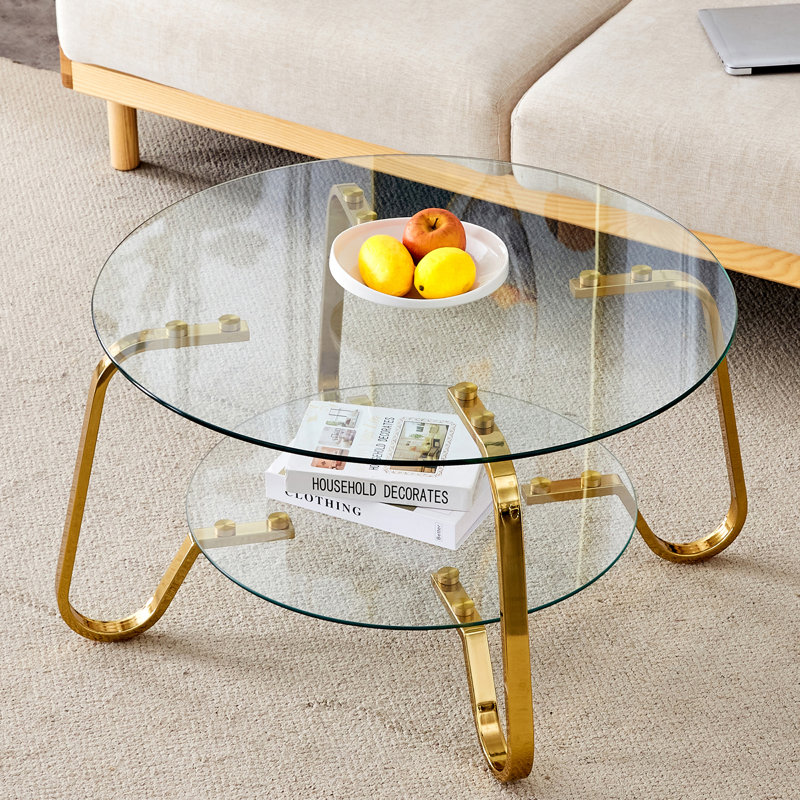 Glass Top Coffee Table, Gold