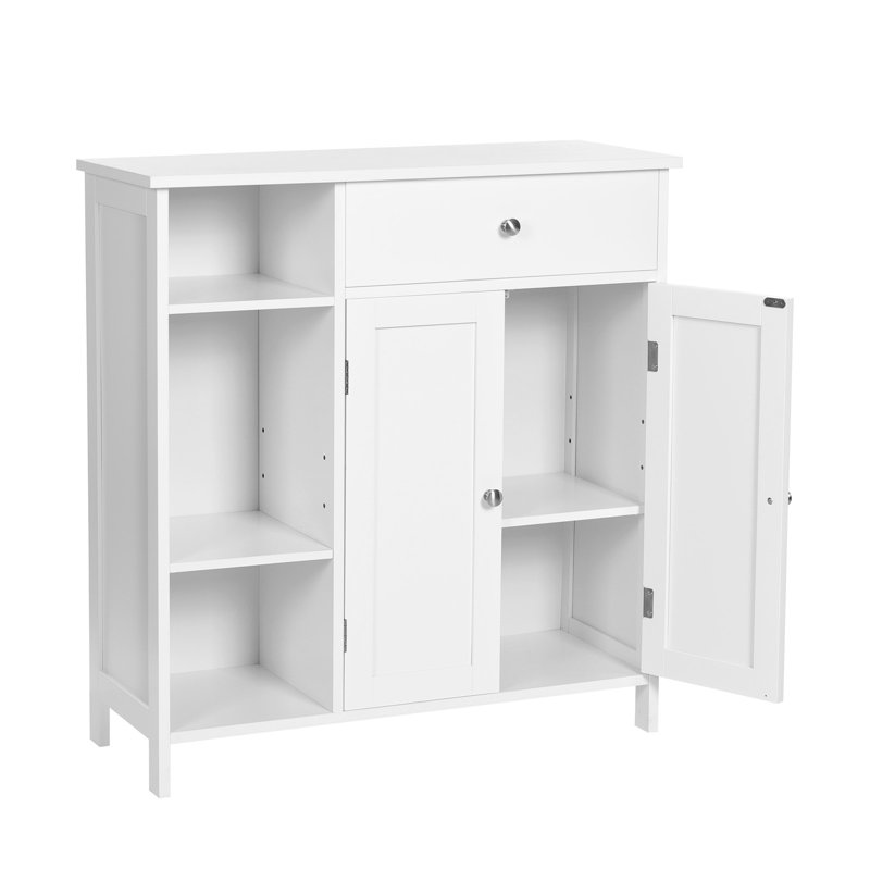 Armoire de rangement avec tiroir, 3 compartiments ouverts, tablettes réglables