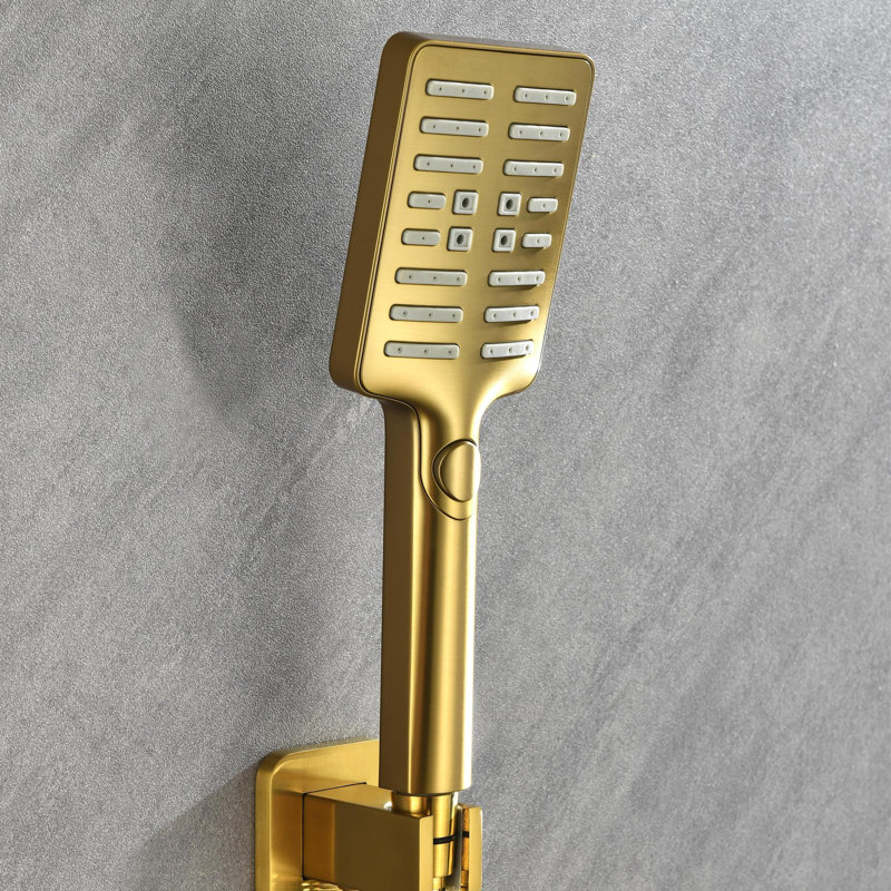 Wall Mounted Waterfall Shower System with Bodysprays, Gold