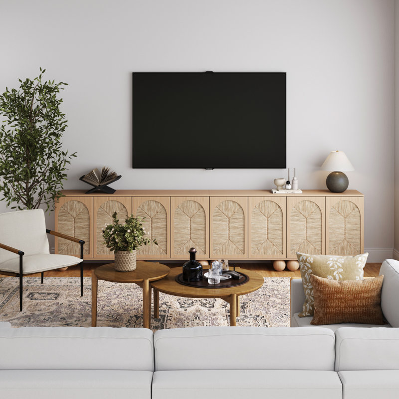 Seagrass Storage Cabinet Set Or TV Stand, Raw Oak