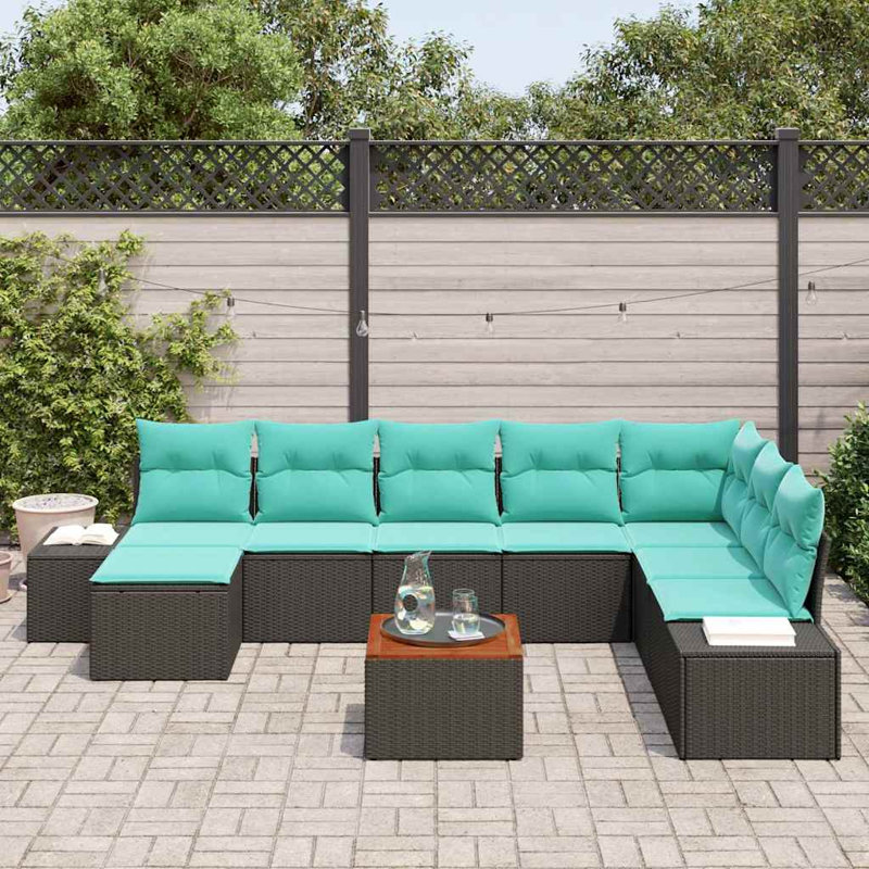 Ensemble de canapé de jardin 9 pièces vidaXL noir et turquoise