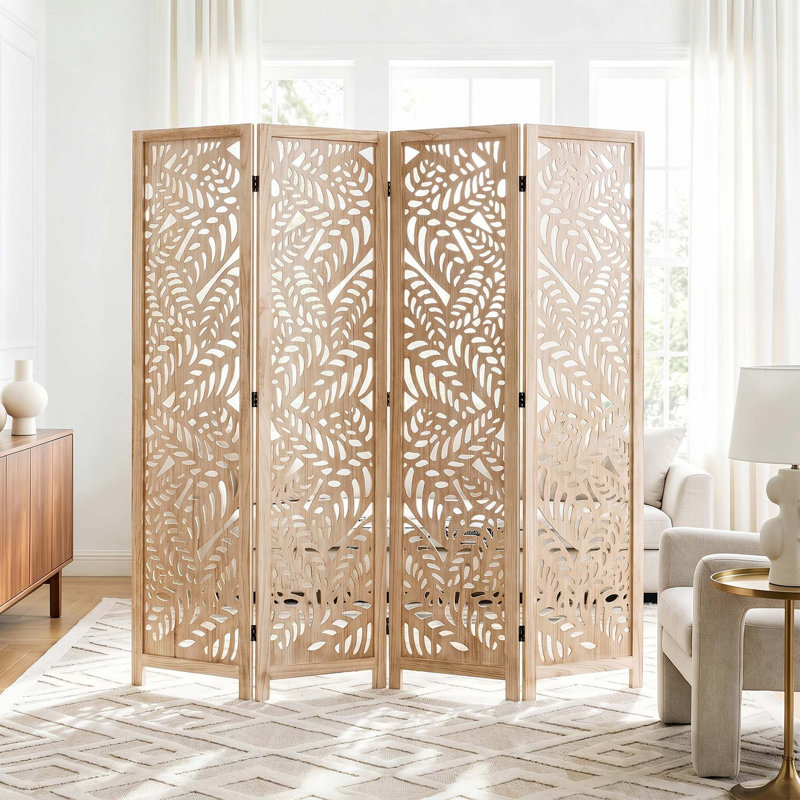Paravent en bois massif 67 po H - Paravent Serenity Floral, Bois, 4