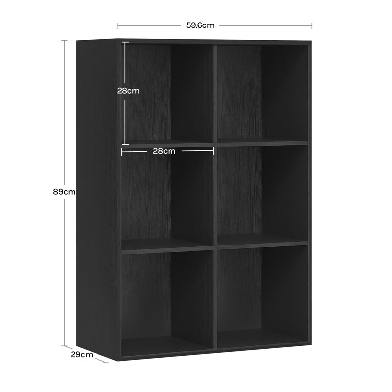 Cube Bookcase, (3 Shelves) 89cm H  x 59.5cm W  x 29cm D, Black