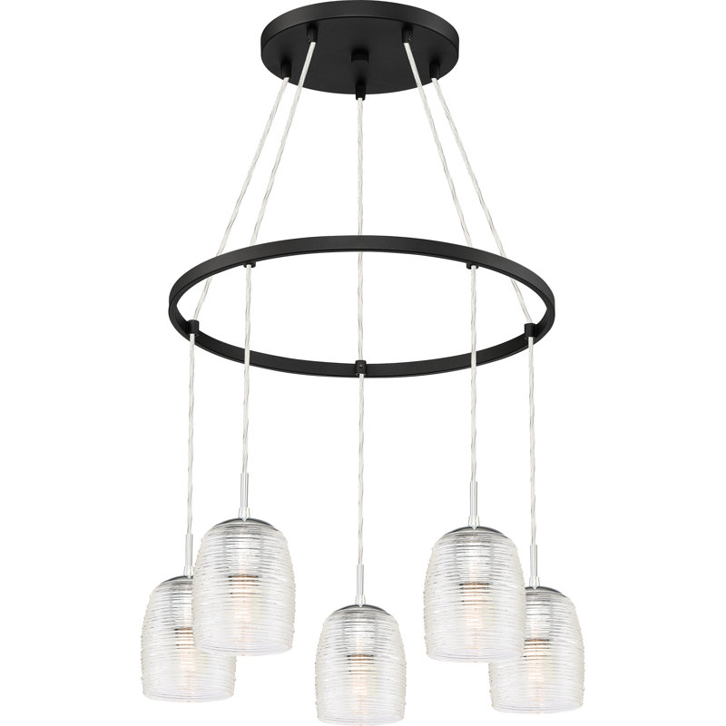 Lustre de roue de wagon à l’ombre 5 lumières Zambrano