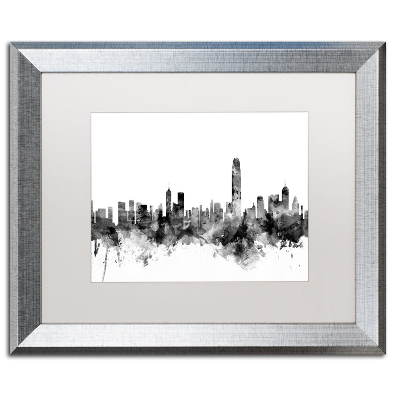 «Skyline», impression encadrée, H 16 po x l 20 po x P 0,5 po, Blanc, Cadre argenté