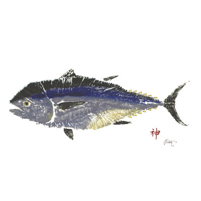 Coastal Art Blue Fin Tuna Fish Ocean Artist Inspired -4x6 