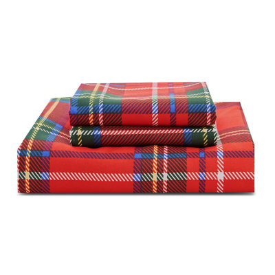 Gogreen Luxury Twin Duvet Cover Floral, Soft & Breathable Microfiber 3 Pieces Twin Bedding Sets, Pattern Twin Comfy Duvet Cover, With Zipper Closure (Red Plaid, Twin)